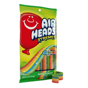 Airheads Xtremes Belts Chewy Candy, Rainbow Berry Fruit Flavor Artificially Flavored, 4.5 Ounces 90 pcs
