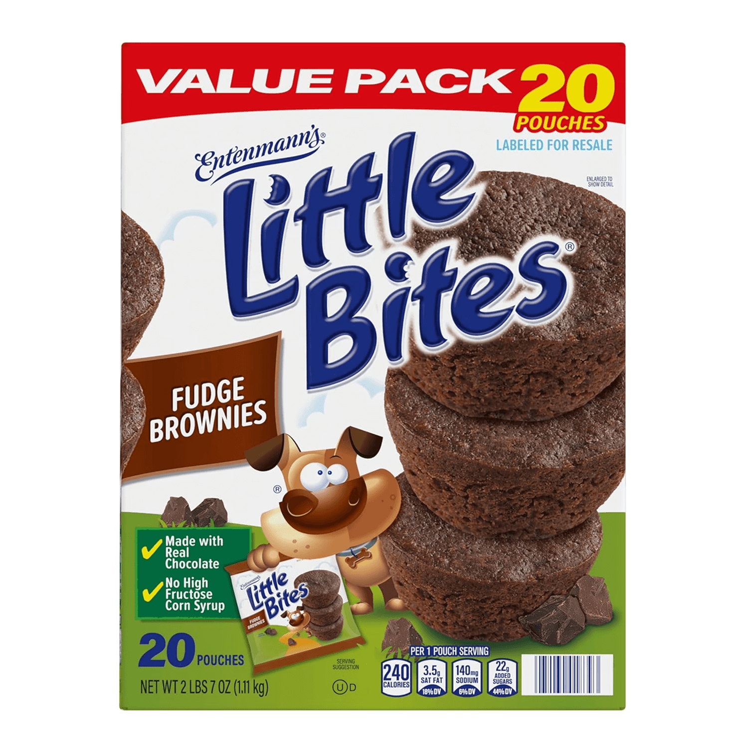 Entenmann’s Little Bites Fudge Brownies, 20 Pouches Value Pack