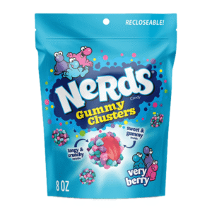 NERDS Gummy Clusters, Candy, Very Berry, Crunchy and Gummy, 8